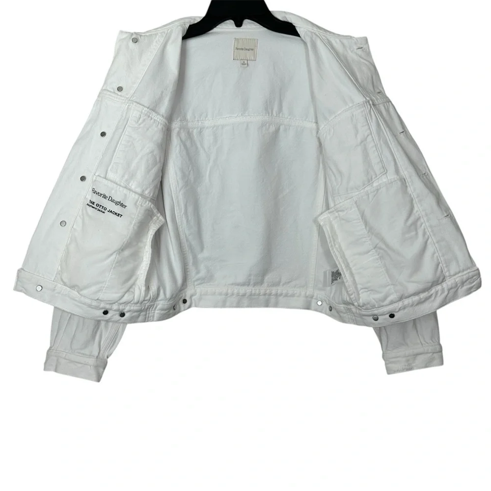 Anthropologie Favorite Daughter White Otto Boyfriend Jacket Rigid Denim size XS - Picture 9 of 16